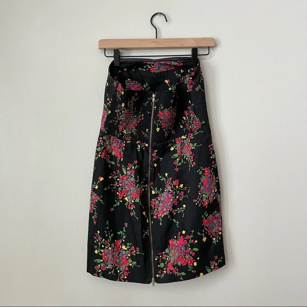 Free People Poison Apple Black Floral Full Zip Mini Dress